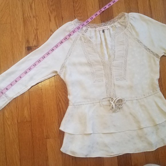Rebecca Taylor Silk Longsleeve Blouse With Lace  2 - Picture 10 of 10